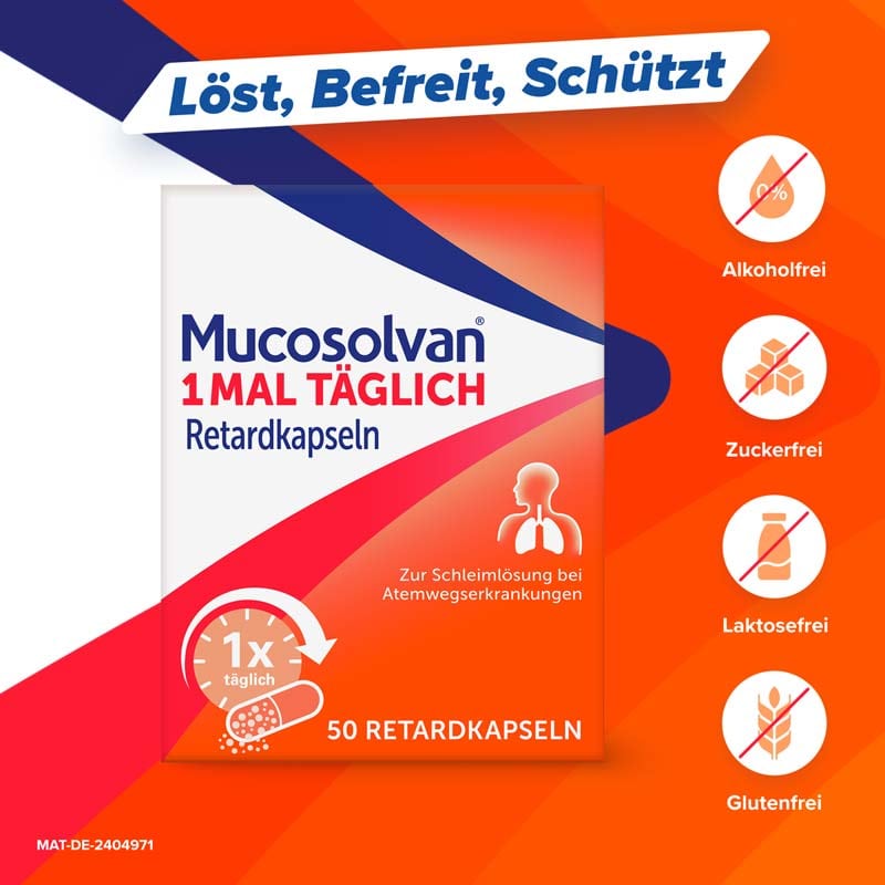 Mucosolvan 1MAL T&Auml;GLICH Retardkapseln Schleiml&ouml;ser  50 St Retard-Kapseln