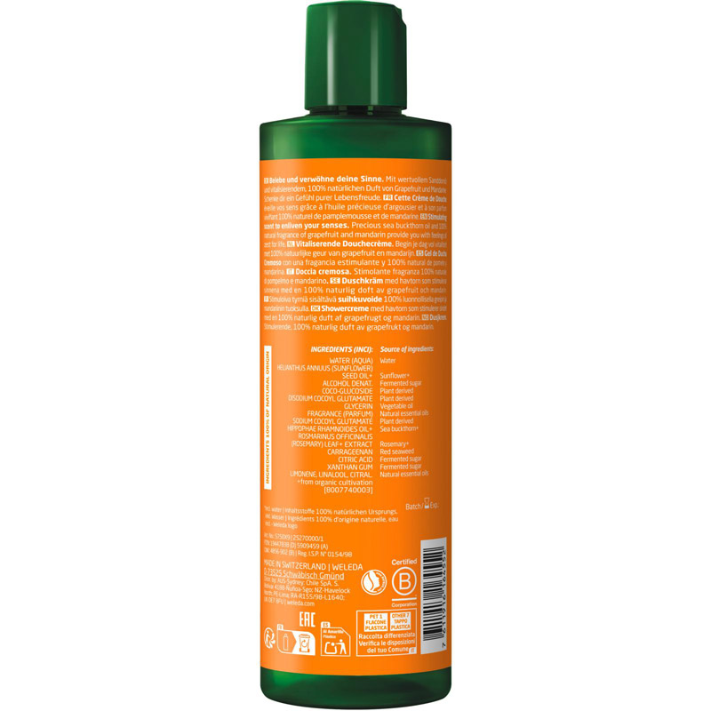 WELEDA Vitality SHOWER CREAM Sanddorn 400 ml Duschgel