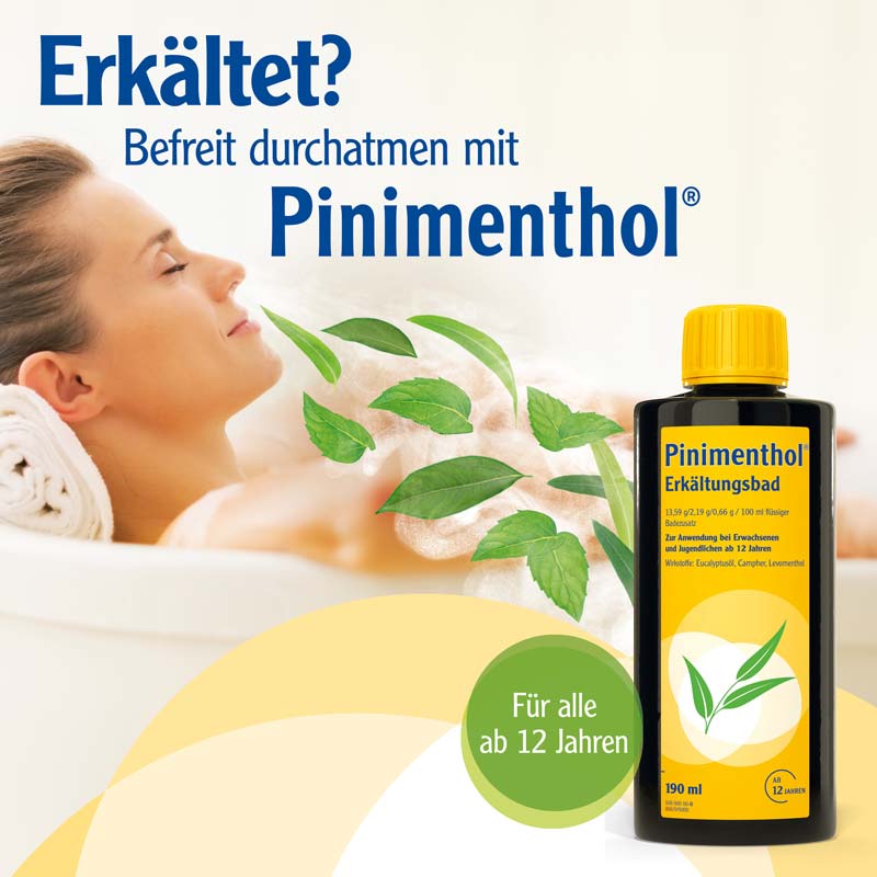 Pinimenthol Erkältungsbad ab 12 Jahren - mit Eucalyptusöl, Menthol und Campher 125 ml Bad