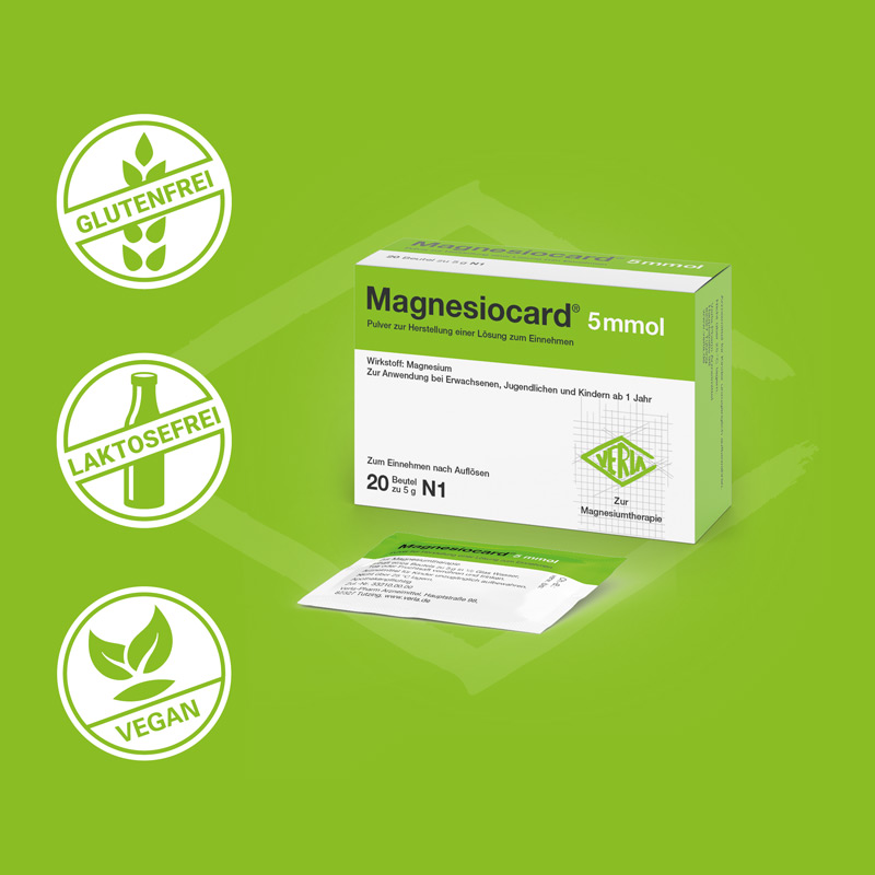 MAGNESIOCARD 5 mmol Plv.z.Her.e.Lsg.z.Einnehmen 20 St Pulver zur Herstellung einer Lösung zum Einnehmen