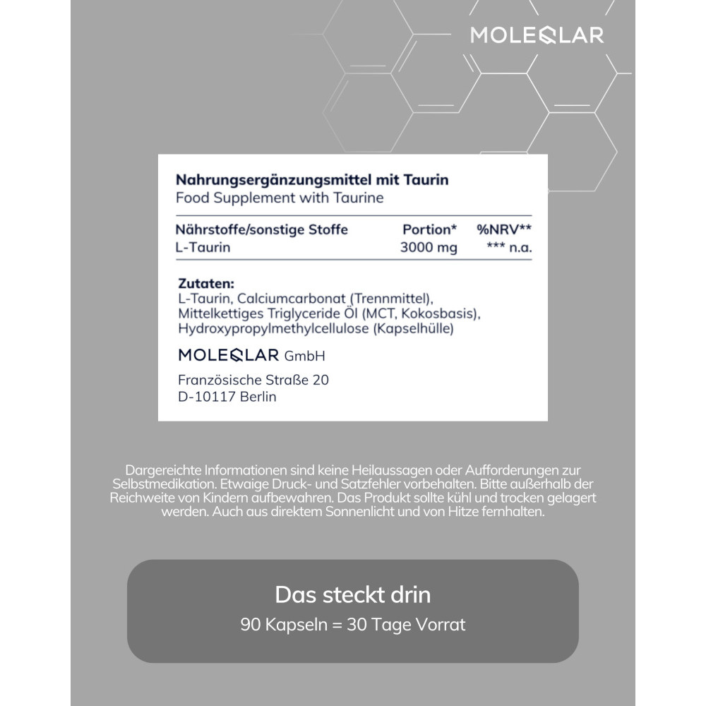MOLEQLAR TAURIN HIGH DOSE L-TAURINE 90 St Kapseln
