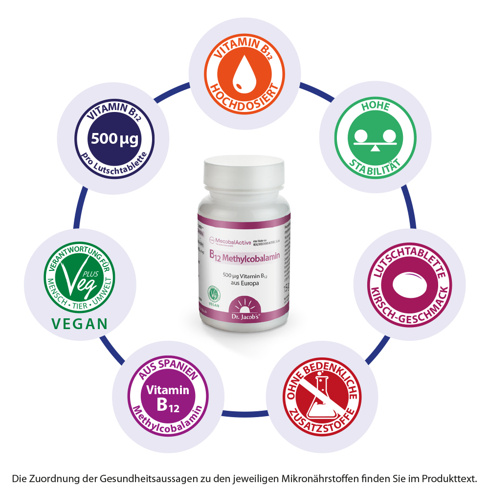 Dr. Jacob's Vitamin B12 Methylcobalamin hochdosiert vegan