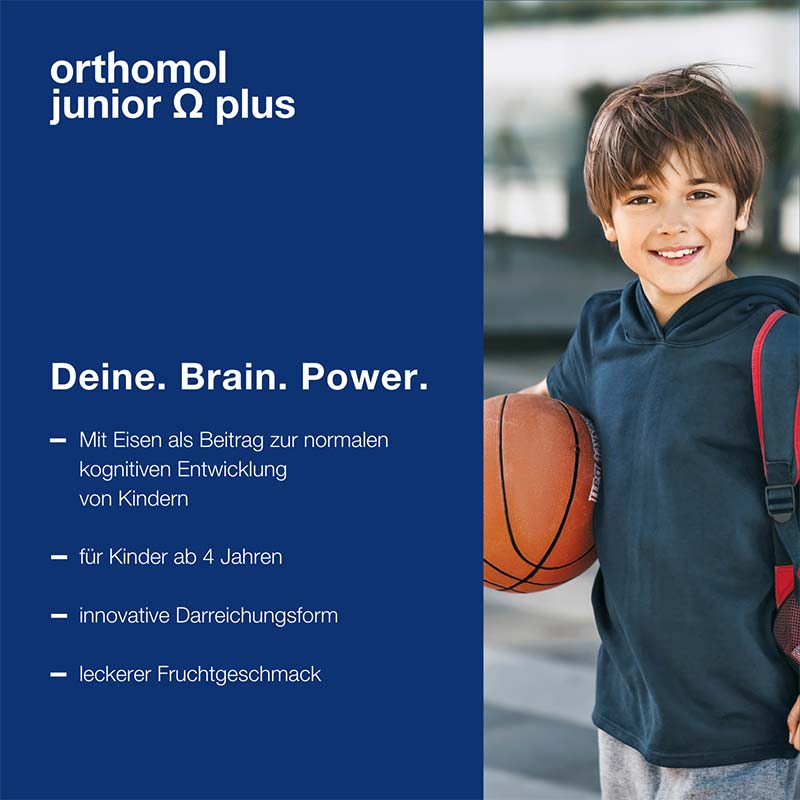 orthomol junior Omega plus - mit Eisen, Omega-3-Fettsäuren und Vitamin B12 - 90 Toffees