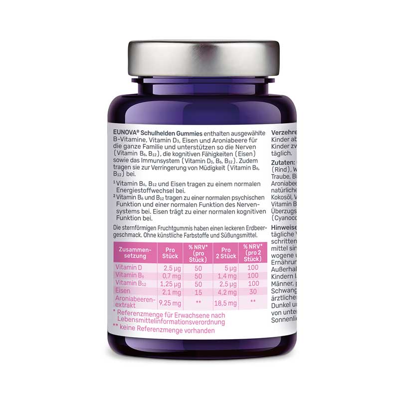 : EUNOVA Schulhelden Gummies: Multivitamine für Kinder & die ganze Familie 60 St Bonbons