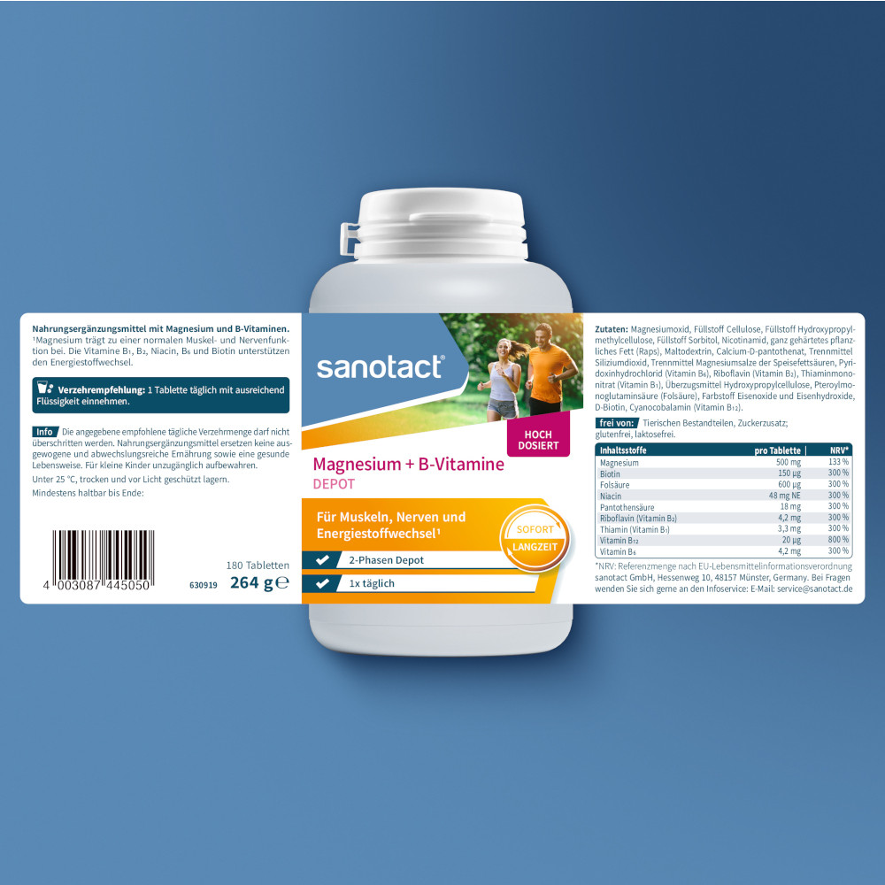 sanotact Magnesium + B-Vitamine DEPOT 180 St Tabletten