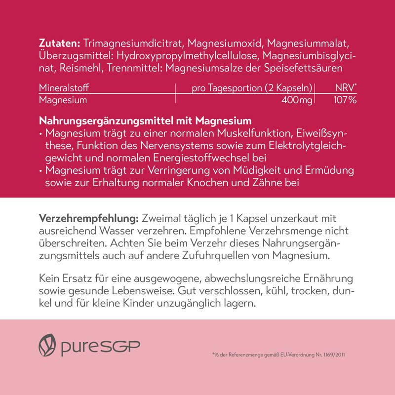 PureSGP MAGNESIUM KOMPLEX 400mg 60 St Kapseln