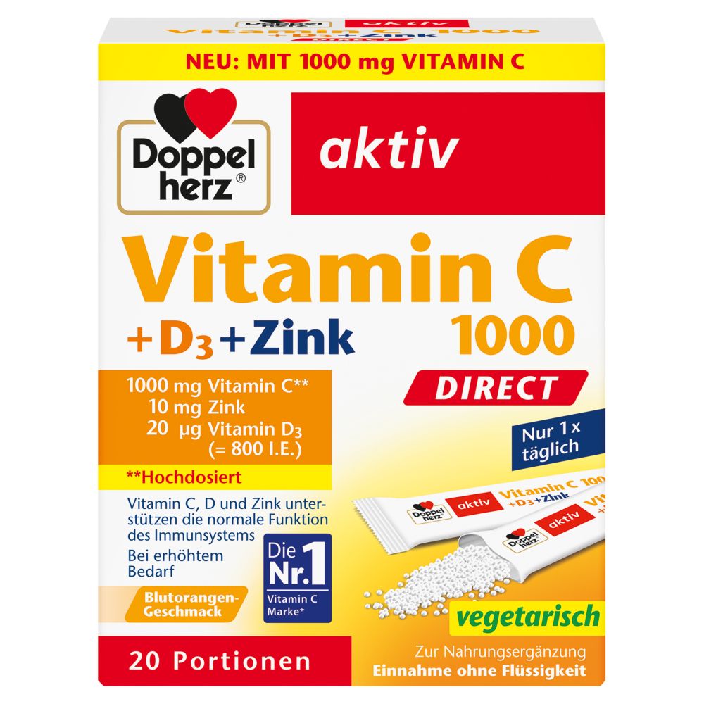 Doppelherz aktiv Vitamin C + D3 + Zink DIRECT 20 St Pellets