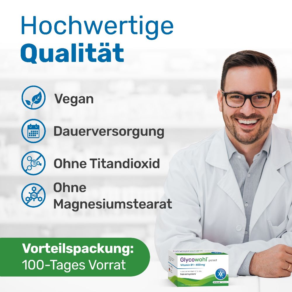 Glycowohl Vitamin B1 Thiamin 400 mg hochdosiert 200 St Kapseln