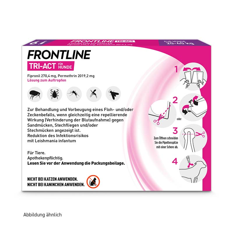 FRONTLINE TRI-ACT gegen Zecken, Flöhe und fliegende Insekten für Hunde L (20-40 kg) 6 St Lösung