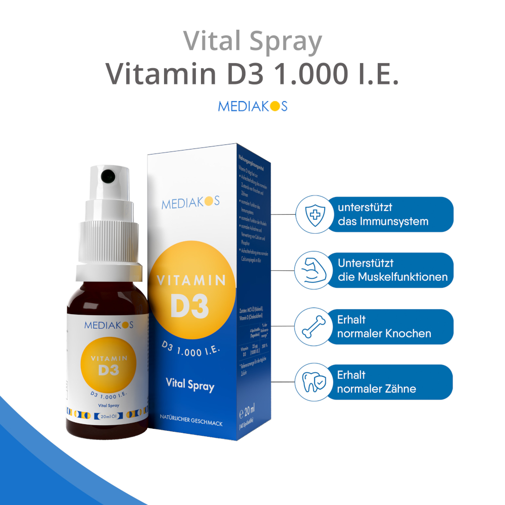 MEDIAKOS Vitamin D3 1000 IE Vital Spray 20 ml Spray