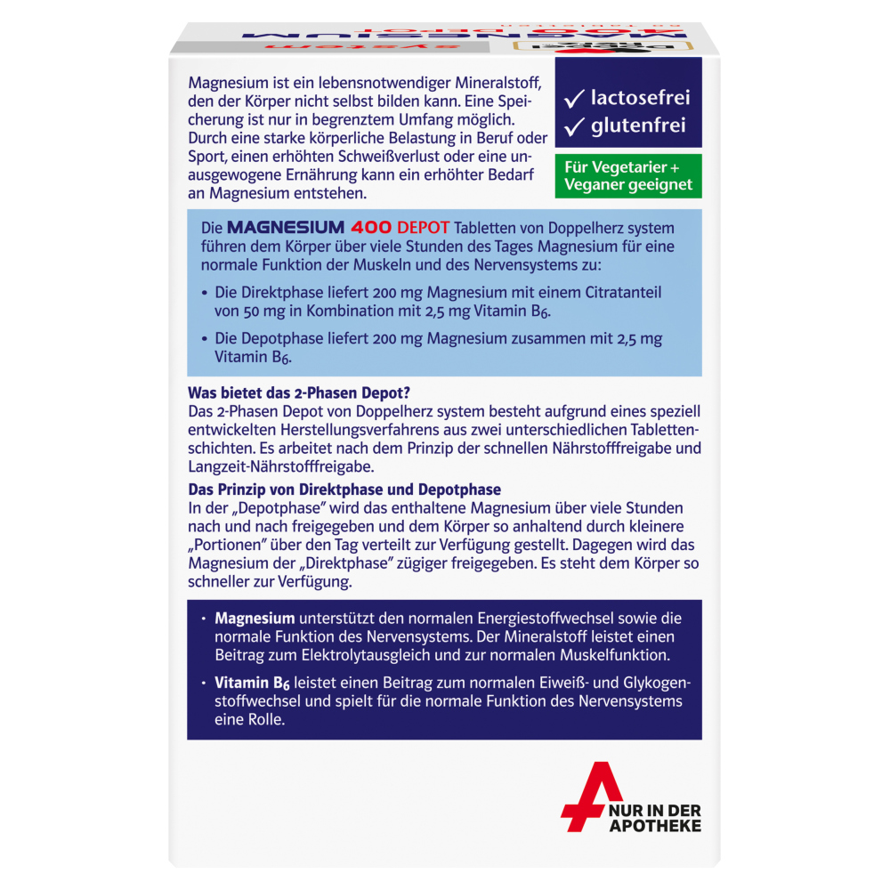 Doppelherz system MAGNESIUM 400 DEPOT 60 St Tabletten