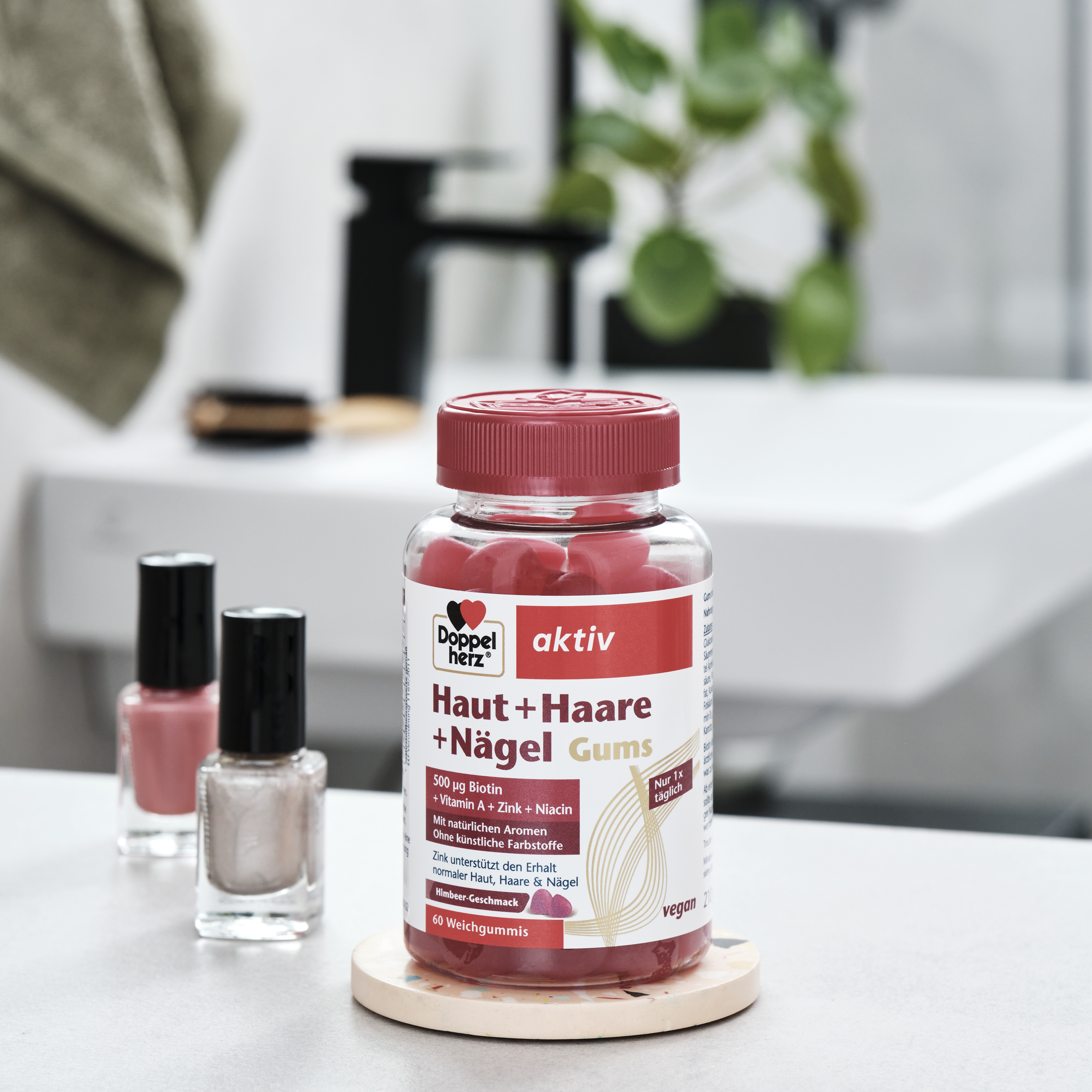 Doppelherz aktiv Haut + Haare + Nägel Gums Himbeergeschmack 60 St Kaudragees