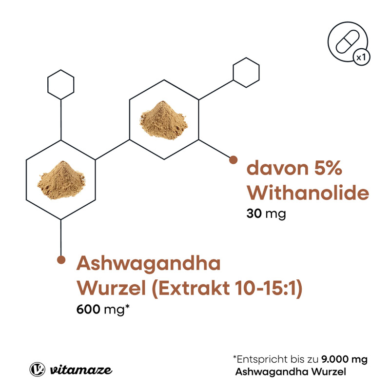 vitamaze ASHWAGANDHA KSM-66 600 mg 90 St Kapseln