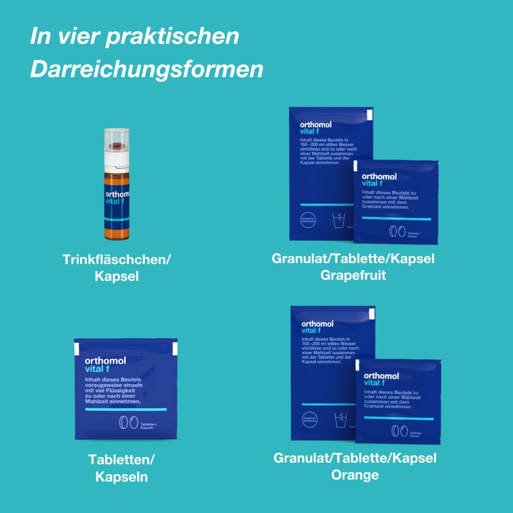 orthomol vital f - Mikronährstoffe mit B-Vitaminen, Omega-3 und Magnesium - Trinkampullen/Kapseln