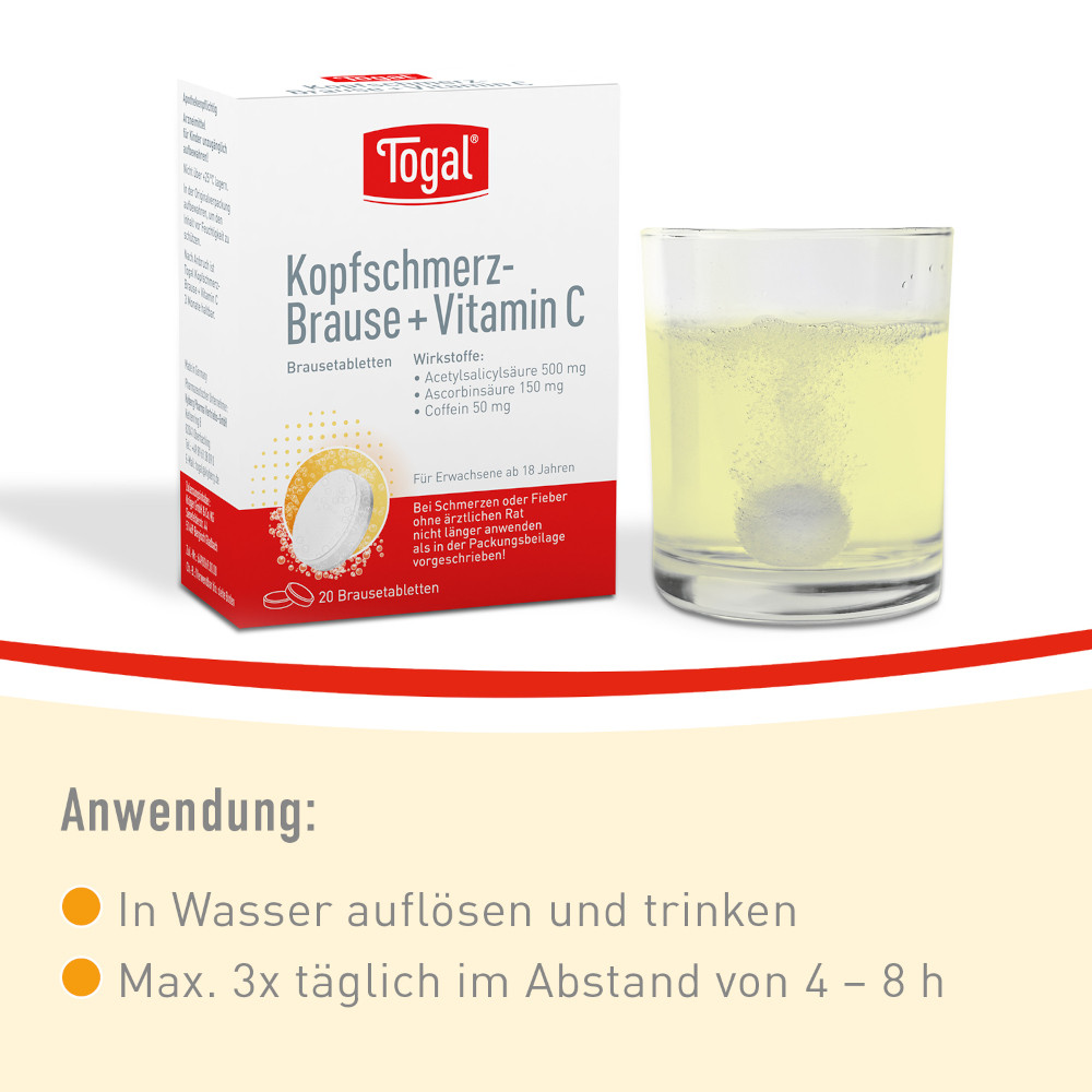 Togal Kopfschmerz-Brause+Vitamin C 20 St Brausetabletten