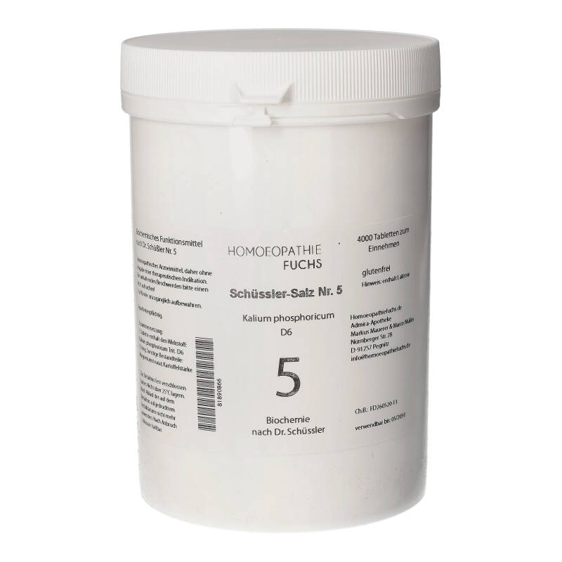 HOMOEOPATHIEFUCHS Schüssler-Salz Nummer 5 Kalium phosphopricum D6 Biochemie 4000 St Tabletten
