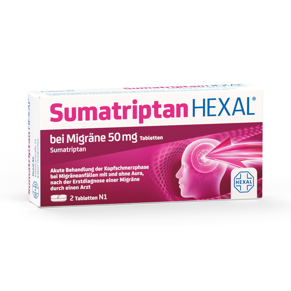 Sumatriptan HEXAL bei Migräne 2 St Tabletten