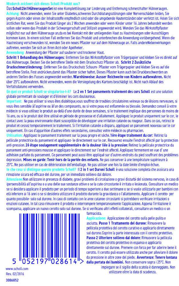 Scholl 2 in 1 Hühneraugen Set 1 Packung Pflaster