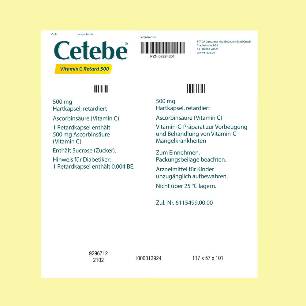 CETEBE Vitamin C 500 mg 120 St Hartkapseln