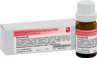 BRYONIA D 6 Globuli 10 g Globuli