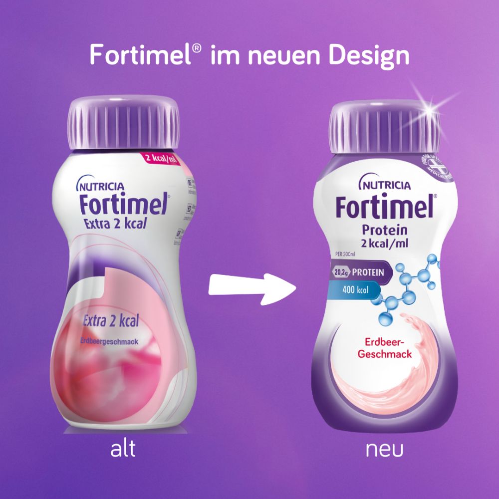 Fortimel Protein 2 kcal Erdbeere 4X200 ml Flüssigkeit