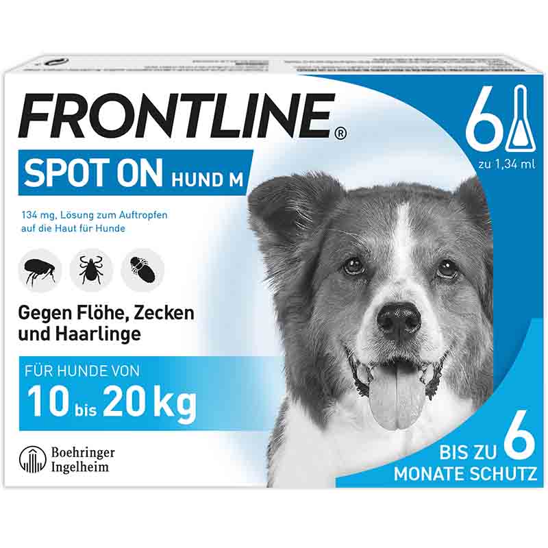 FRONTLINE SPOT ON HUND M gegen Zecken, Flöhe & Haarlinge  6 St Lösung