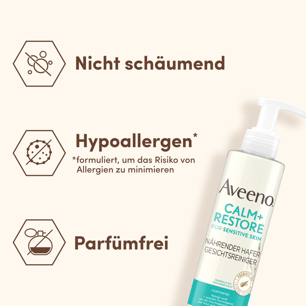 Aveeno CALM+RESTORE Nährender Hafer Gesichtsreiniger 200 ml Flüssigseife