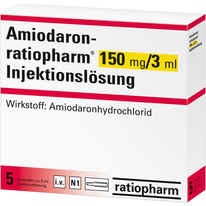 Amiodaron ratiopharm 150mg/3ml Injektionslösung 5 St Injektionslösung