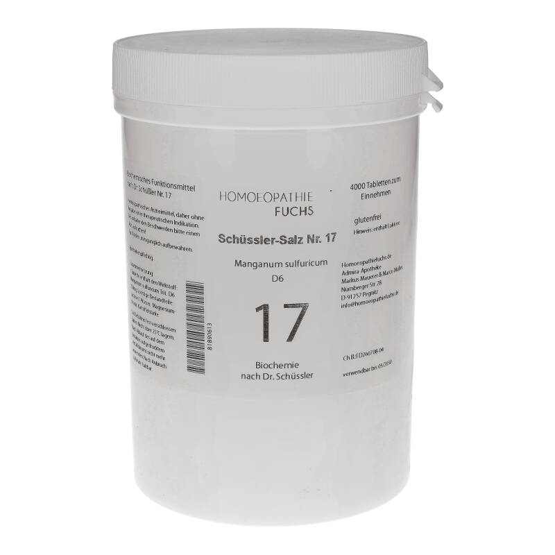 HOMOEOPATHIEFUCHS Schüssler-Salz Nummer 17 Manganum sulfuricum D6 Biochemie 4000 St Tabletten