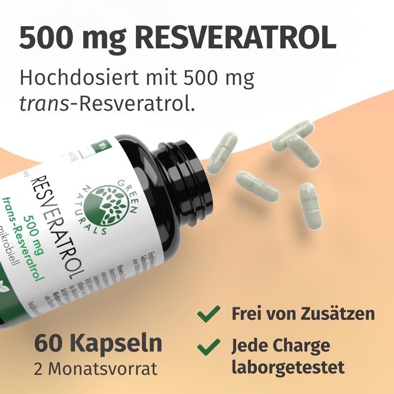 GREEN NATURALS RESVERATROL 500mg trans-Resveratrol 60 St Kapseln