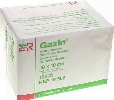 Gazin Mullkompresse 10x10 cm unsteril 8fach Op 100 St Kompressen