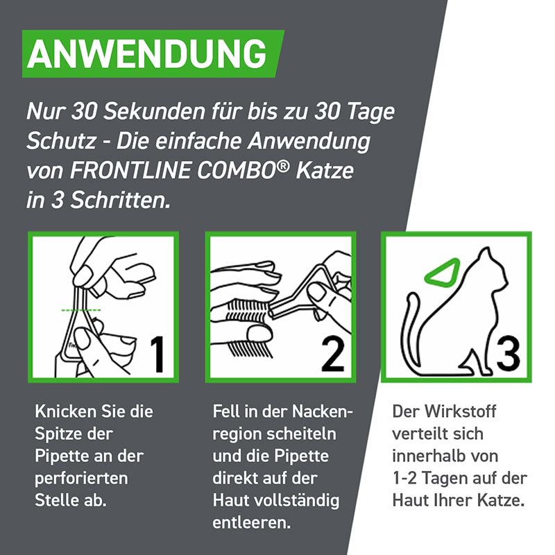 FRONTLINE COMBO KATZE 6 St. Kombischutz für Tier & Heim gegen Zecken, Flöhe & Haarlinge bei Katzen