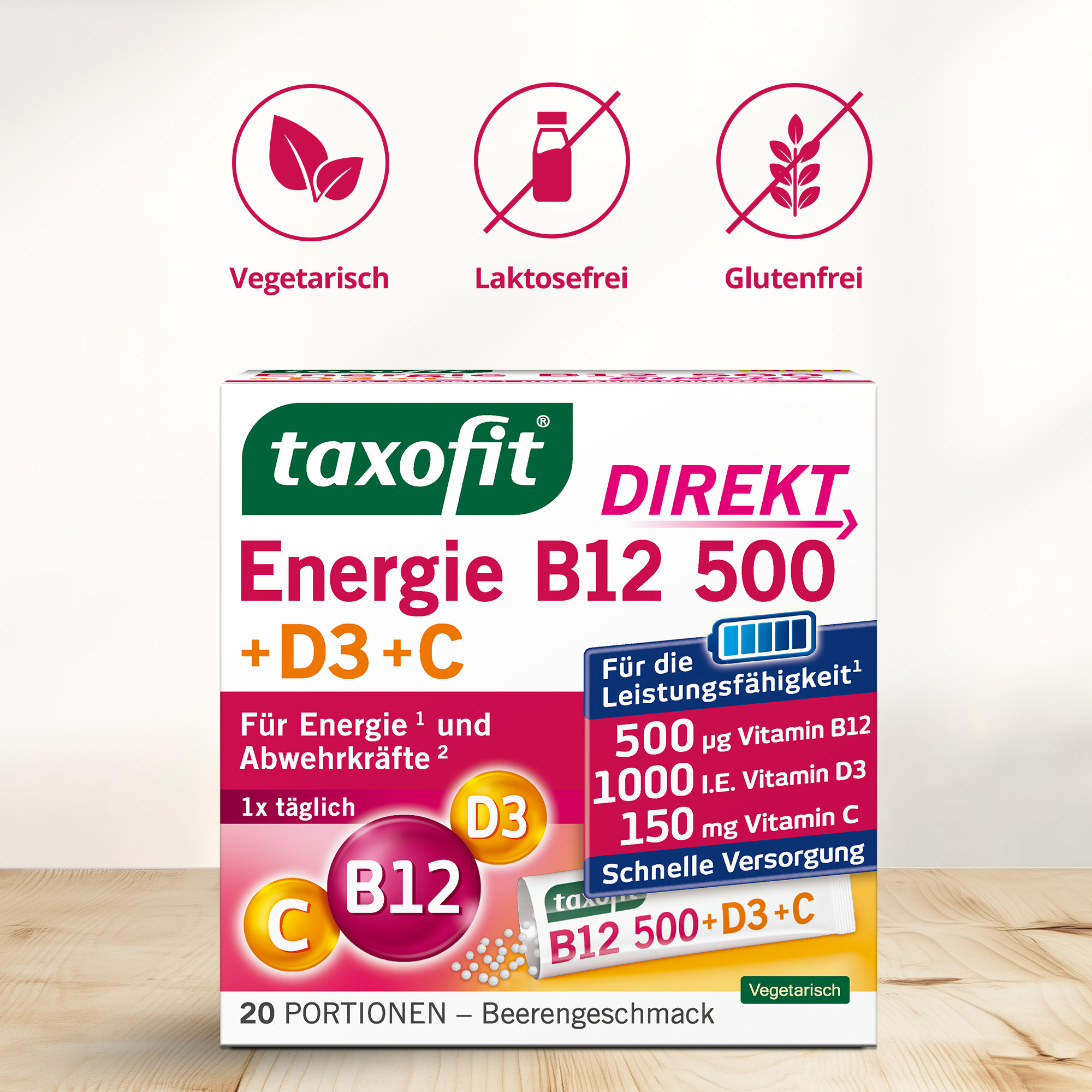 taxofit DIREKT Energie B12 500 + D3 + C 20 St Granulat