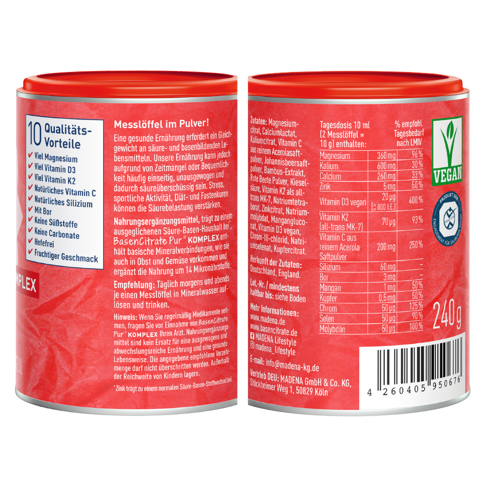 MADENA Basen Citrate Pur KOMPLEX 240 g Pulver
