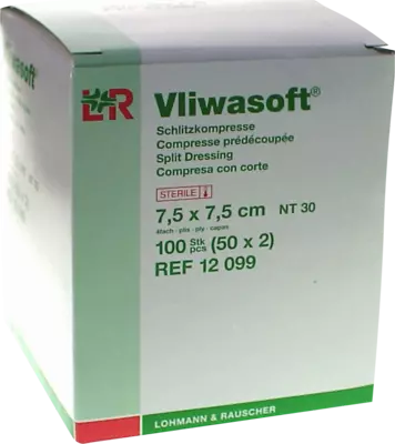 VLIWASOFT Schlitzkompressen 7,5x7,5 cm steril 4l. 50X2 St Kompressen