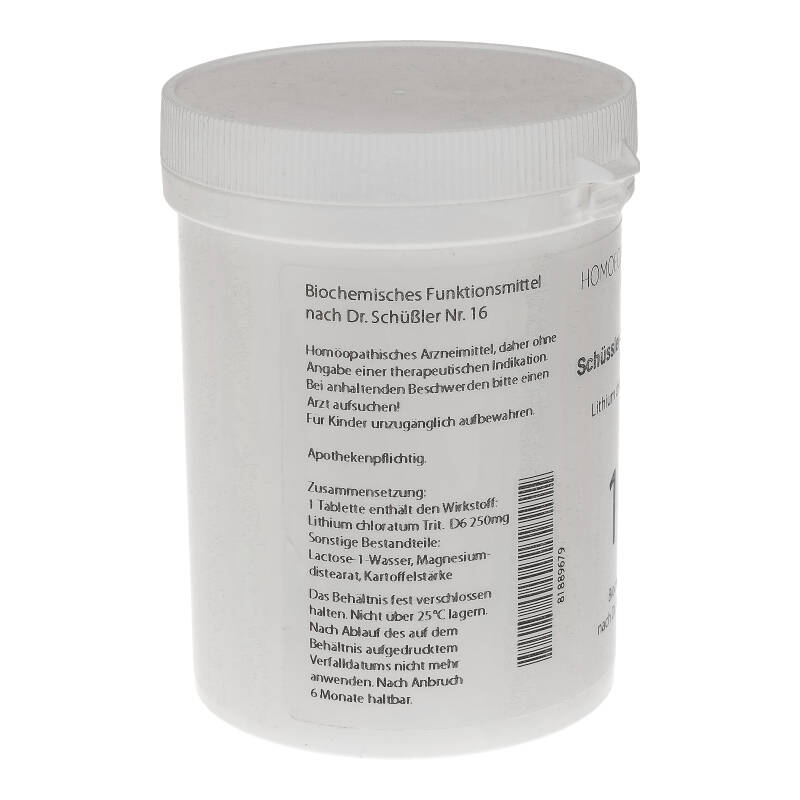 HOMOEOPATHIEFUCHS Schüssler-Salz Nummer 16 Lithium chloratum D6 Biochemie 1000 St Tabletten