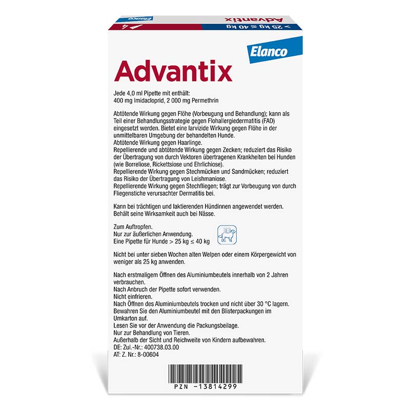 ADVANTIX SPOT-ON HUND 25-40KG 4X4.0 ml Lösung