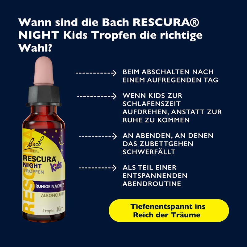Bach RESCURA NIGHT TROPFEN Kids ALKOHOLFREI 10 ml Tropfen