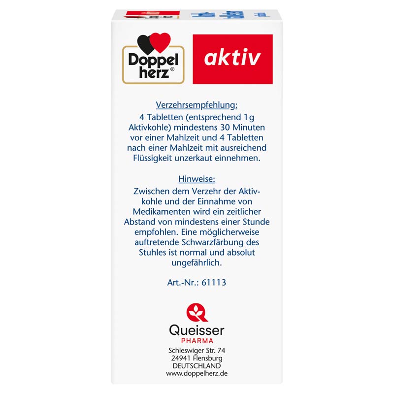 Doppelherz aktiv Kohletabletten pflanzlich 250 mg 125 St Tabletten