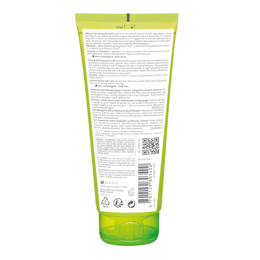 BIODERMA Sebium Gel moussant actif Reinigungsgel 200 ml Gel