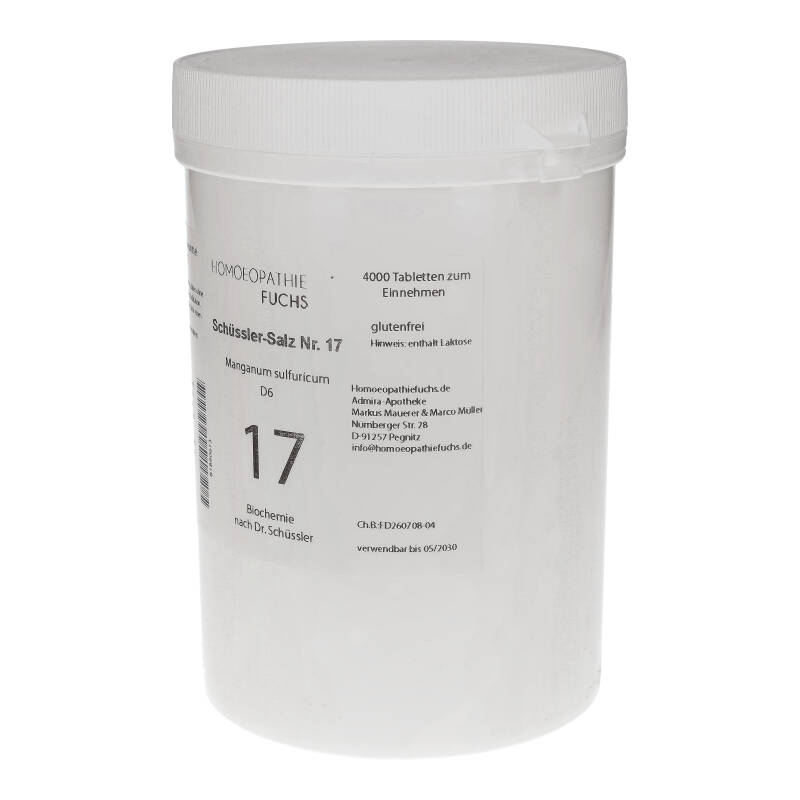 HOMOEOPATHIEFUCHS Schüssler-Salz Nummer 17 Manganum sulfuricum D6 Biochemie 4000 St Tabletten