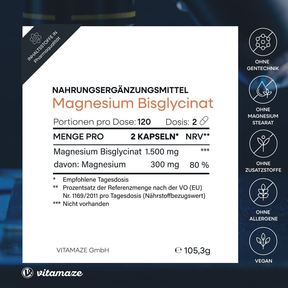 vitamaze MAGNESIUM BISGLYCINAT 120 St Kapseln