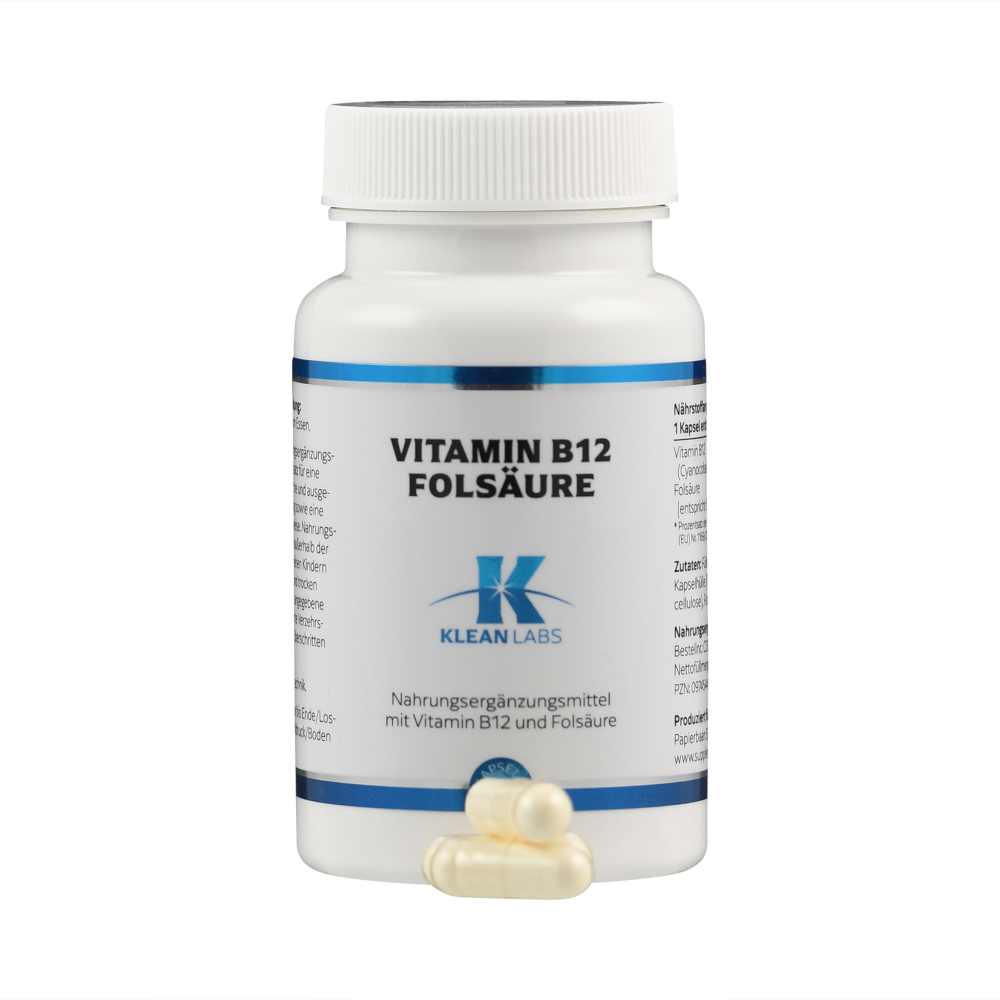 KLEAN LABS VITAMIN B12 FOLSÄURE 100 St Kapseln