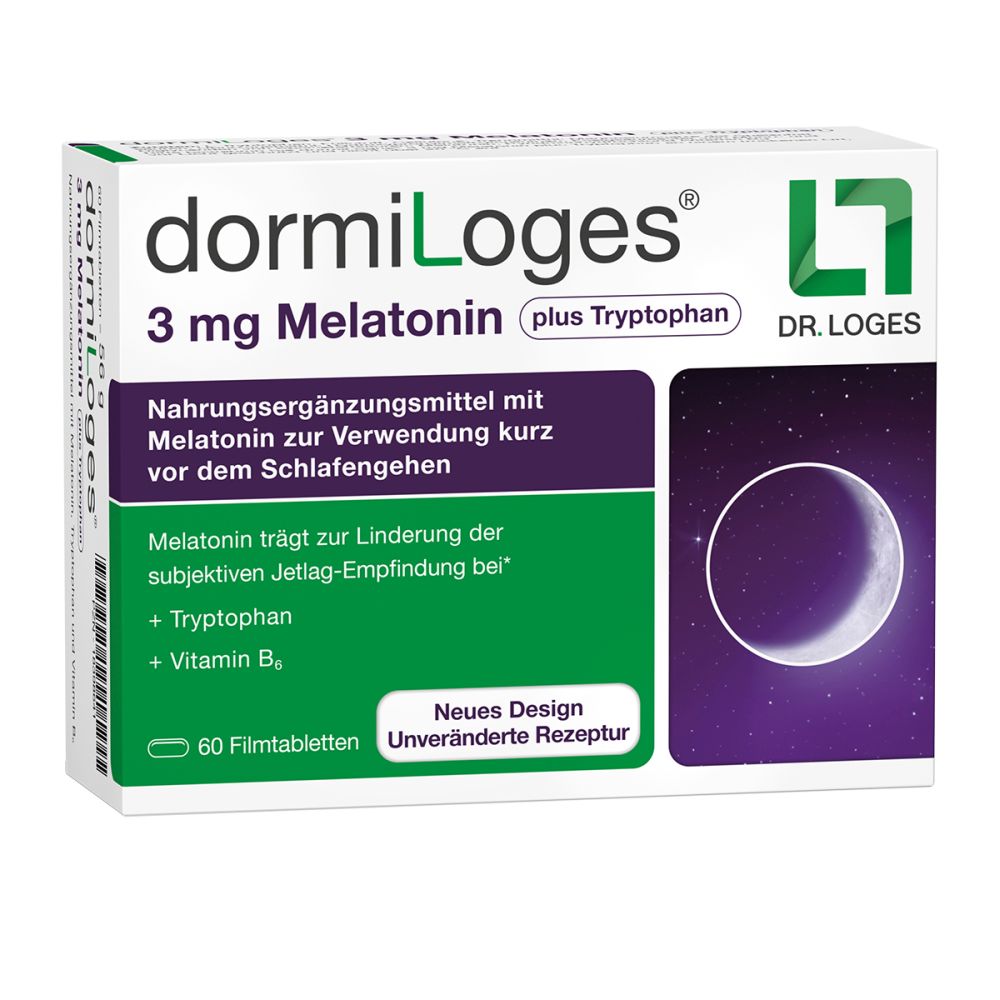 dormiLoges 3 mg Melatonin plus Tryptophan 60 St Filmtabletten