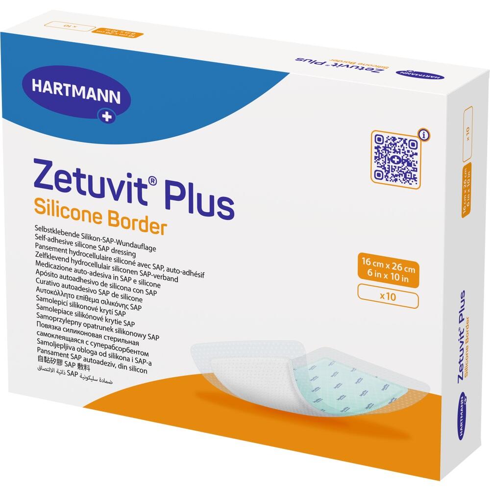 Zetuvit Plus Silicone Border steril 16 x 26 cm 10 St Kompressen