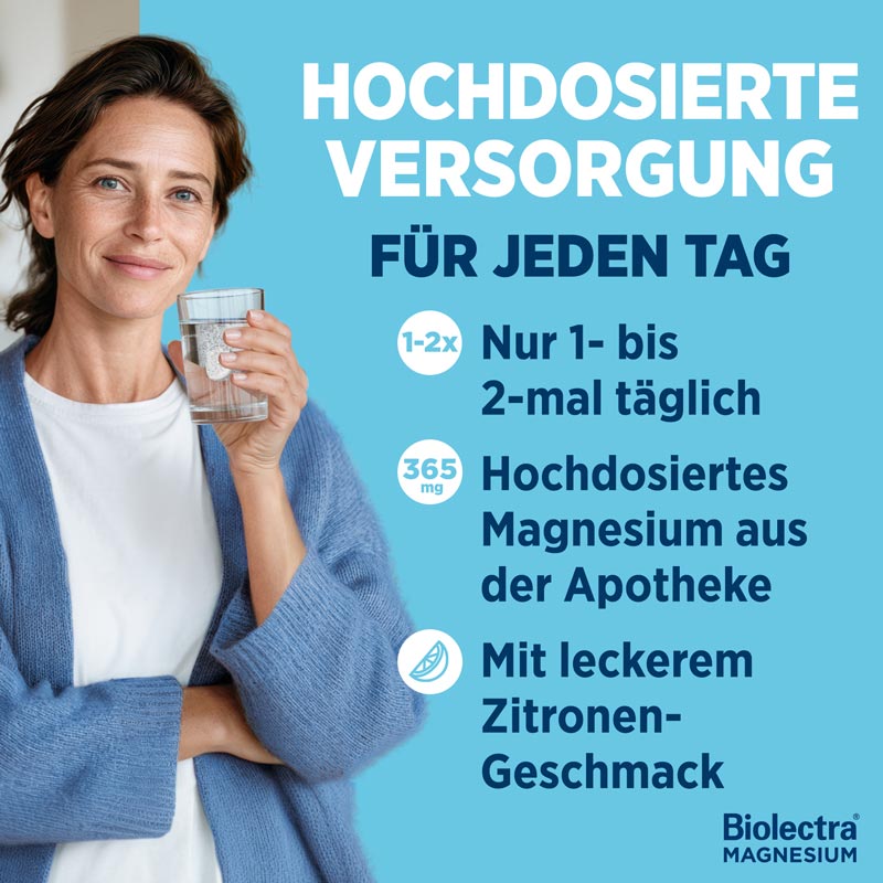 Biolectra MAGNESIUM 365mg FORTISSIMUM Zitrone 40 St Brausetabletten