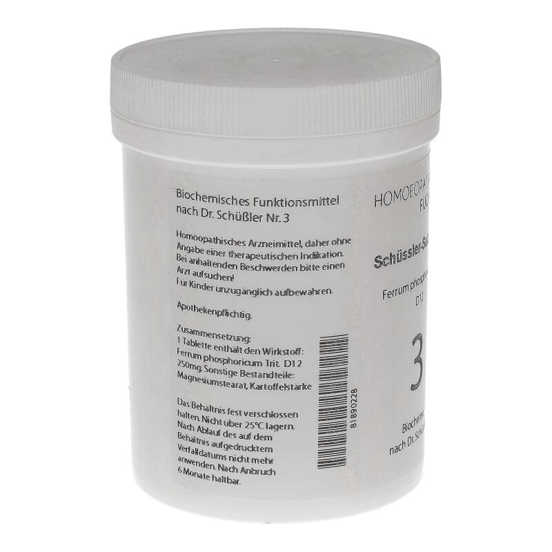 HOMOEOPATHIEFUCHS Schüssler-Salz Nr. 3 Ferrum phosphoricum D12 1000 St Tabletten