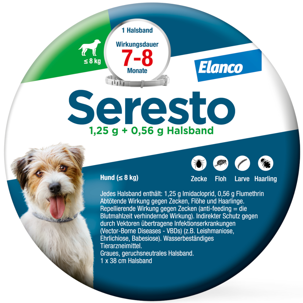 SERESTO 1.25+0.56 HUND BIS 8KG 1 St Halsband