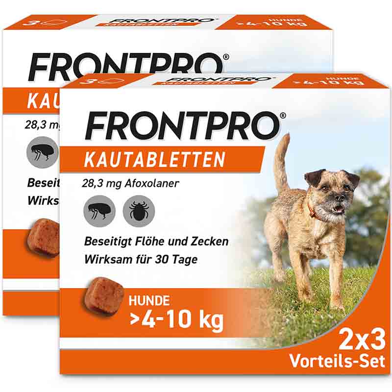 FRONTPRO Kautabletten Hunde 4-10 kg Doppelpack 2X3 St Kautabletten