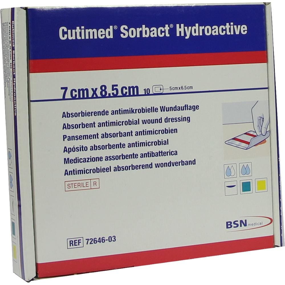 CUTIMED Sorbact Hydroactive Kompressen 7x8,5 cm 10 St Kompressen